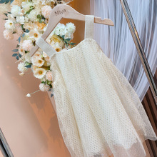 女童新款吊帶裙2025夏季網紅無袖時髦連衣裙蓬蓬公主裙童裝裙子