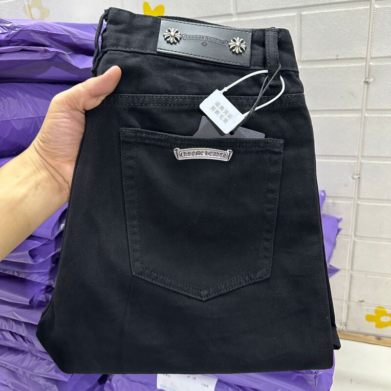 Guangzhou Replica Jeans for Men, Spring Korean Style, Cross-Border Foreign Trade, European Goods, Slim Fit, Stretchy, Black, Quick-Dry, Slightly Flared Pants