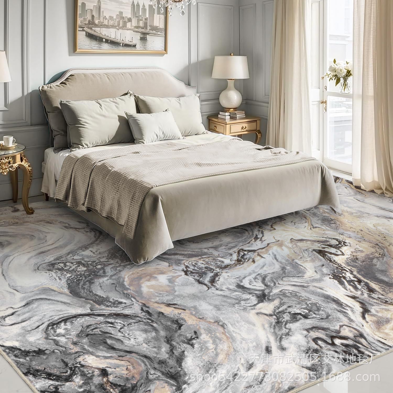 Alfombrilla bohemia transfronteriza imitación cachemira lavado fondo alfombra de sala de estar mesa de centro americana manta lateral de cama resistente a la suciedad y fácil de cuidar