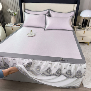 Summer Bed Skirt Ice Rattan Mat 2025 New Student Single and Double Machine Washable Summer Ice Silk Air-Conditioned Soft Mat