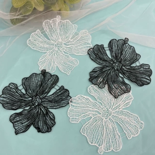 精致牛奶丝花片蕾丝朵花布贴补丁头饰婚纱服装配件婚庆手作DIY