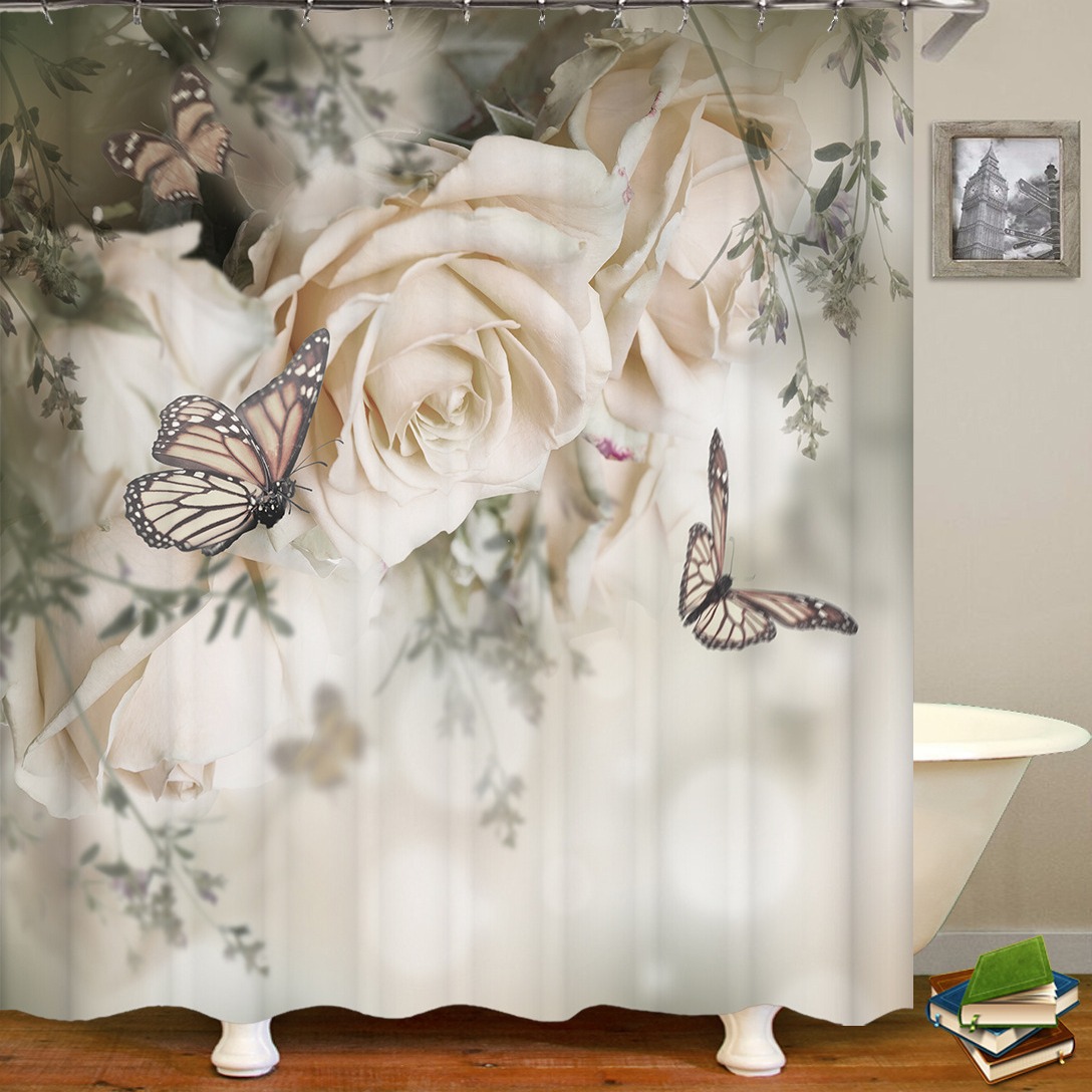 Comercio electrónico transfronterizo Venta caliente 3D Impresión digital impermeable poliéster baño flor Cortina de ducha fábrica suministro directo Cortina de ducha al por mayor