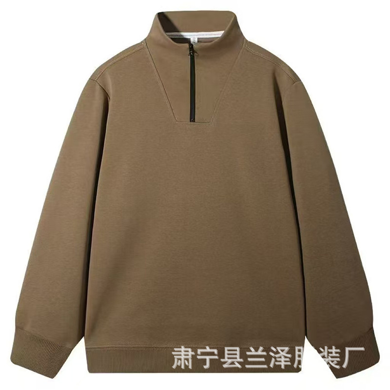华棉320g半拉链立领卫衣批发纯色打底套头衫男女款休闲长袖外套潮|undefined