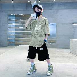 男童冰丝短袖t恤休闲短袖圆领T恤童装夏季凉感洋气男宝宝短袖上衣
