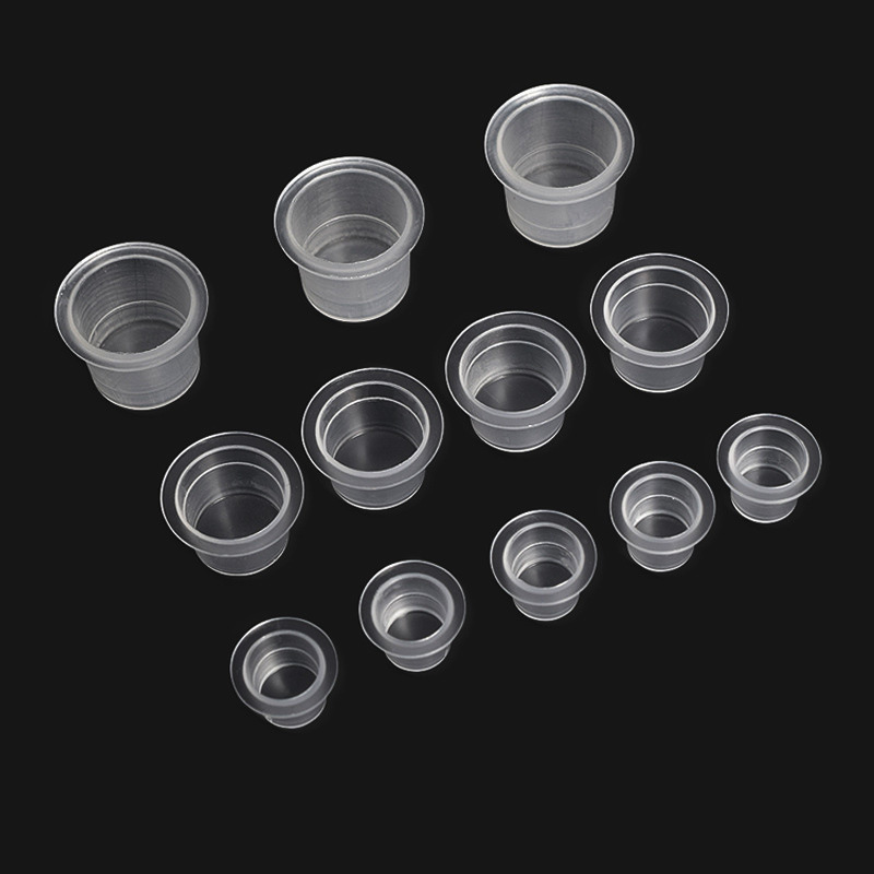 Tattoo pigment cups, flat-bottomed pigment cups, ring-shaped color holders without bases, 100 plastic cups in stock for cross-border foreign trade
