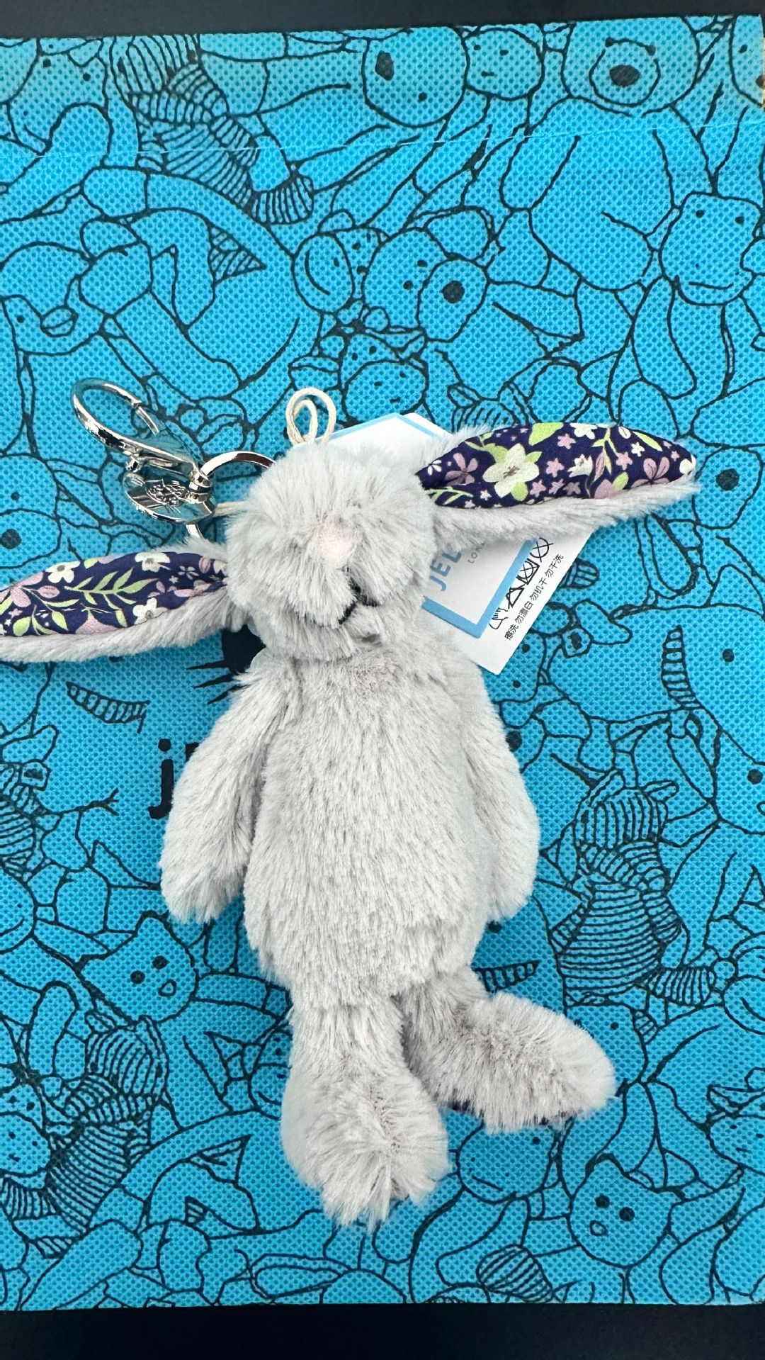 Floral print grey rabbit