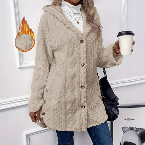 2025 Autumn/Winter Amazon Independent Store European and American Style Hooded Double-Faced Fleece Long-Sleeve Casual Warm Jacket