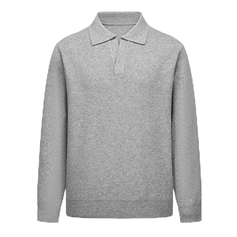 Explosiones transfronterizas de tamaño europeo tamaño grande polo collar V camiseta de punto suéter hombre viejo dinero viento gaviota fábrica de collar al por mayor