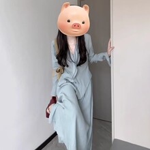 【原版面料】早秋装法式温柔风长袖连衣裙女高级感长裙两件套