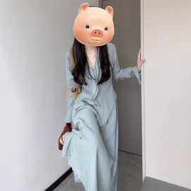 【原版面料】早秋装法式温柔风长袖连衣裙女高级感长裙两件套
