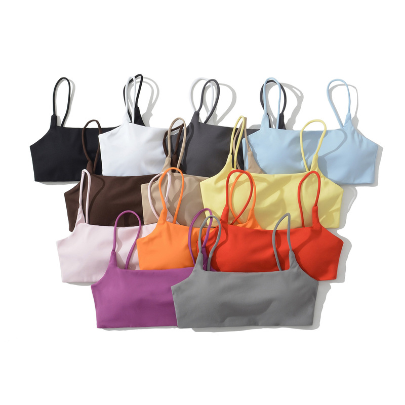 Thin Shoulder Strap All-In-One Nude Suspender Yoga Vest Women's Sports Double-Layer U-Neck Beautiful Back Fitness Bra Outer Wear Thin Shoulder Strap All-In-One Nude Suspender Yoga Vest Women's Sports Double-Layer U-Neck Beautiful Back Fitness Bra Outer Wear