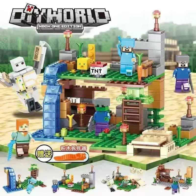 2024 совместимо с Lego Minecraft строительные блоки парень заканчивает дракона битва детские сборочные игрушки