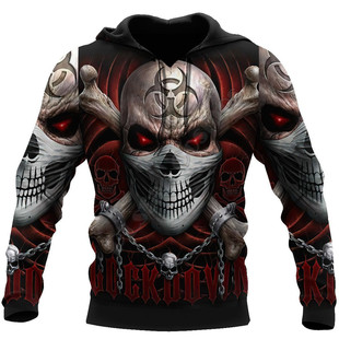 2024 Amazon Personality 3D Digital Skull 3D Print Men's Hooded Jacket Fashion Long Sleeve Sweatshirt