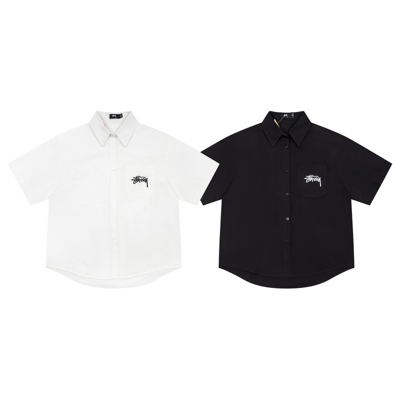 High-quality STU Stussy classic logo pocket embroidered short-sleeve shirt, new embroidered co-branded series shirt High-quality STU Stussy classic logo pocket embroidered short-sleeve shirt, new embroidered co-branded series shirt