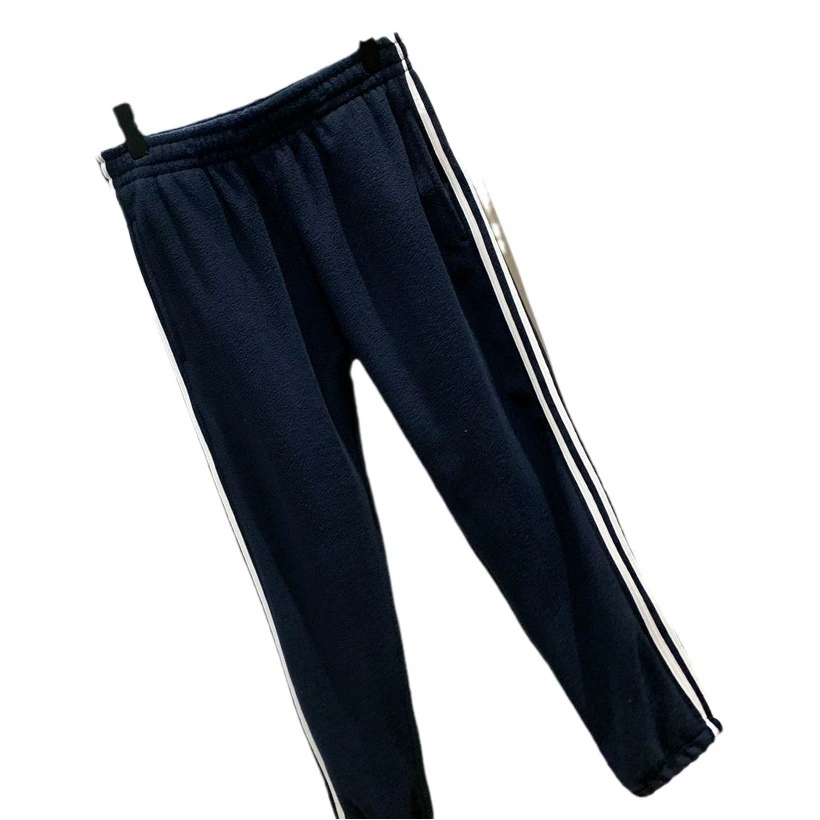 Осенне-зимняя Внешняя торговля Мужские двухсторонние флисовые ленты 450 г с вышивкой спортивные утолщенные Теплые повседневные спортивные штаны с завязками