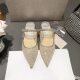 JC Pointed Rhinestone Slippers Women's Toe Thin Heel High Heel Half Slippers Women's Patent Leather Sandals with Diamond Chain