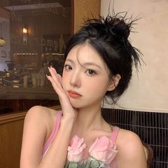 時尚優雅鴕鳥羽毛大腸發圈網紅同款丸子頭髮圈女扎高馬尾發繩批發