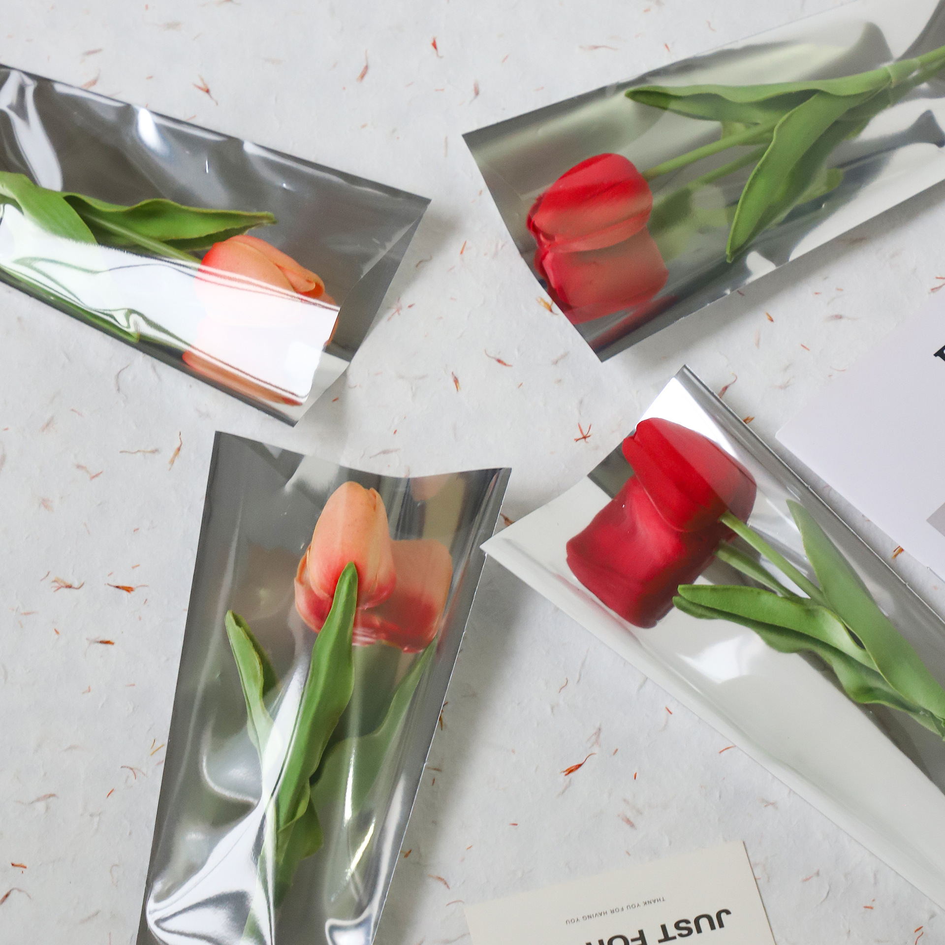 Li Zhi Ran espejo rosa bolsa única impermeable simple reflectante bolsa de flores