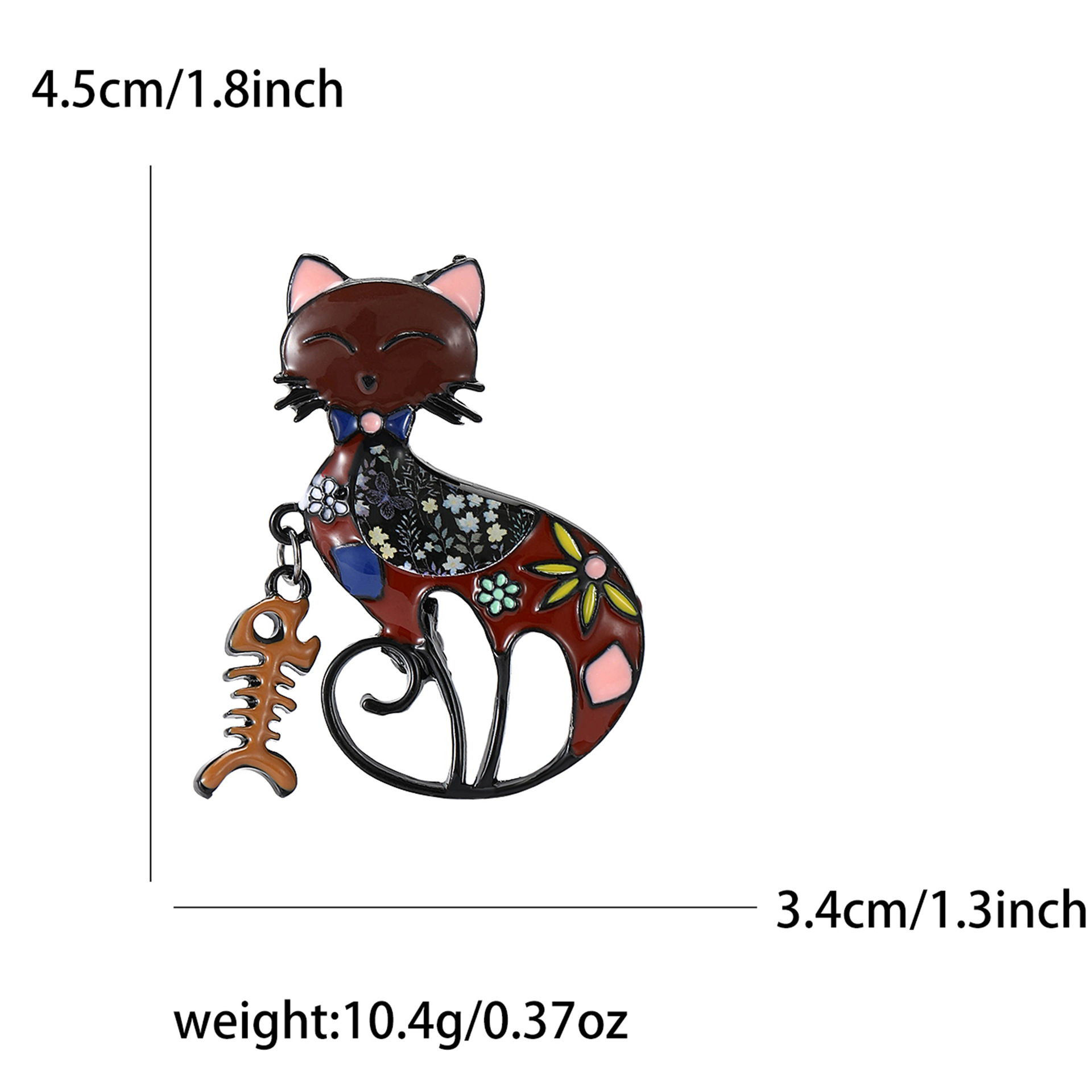 New Cartoon Alloy Enamel Fishbone Cat Brooch Creative All-match Men's and Women's Suit Sweater Corsage Jewelry Pin