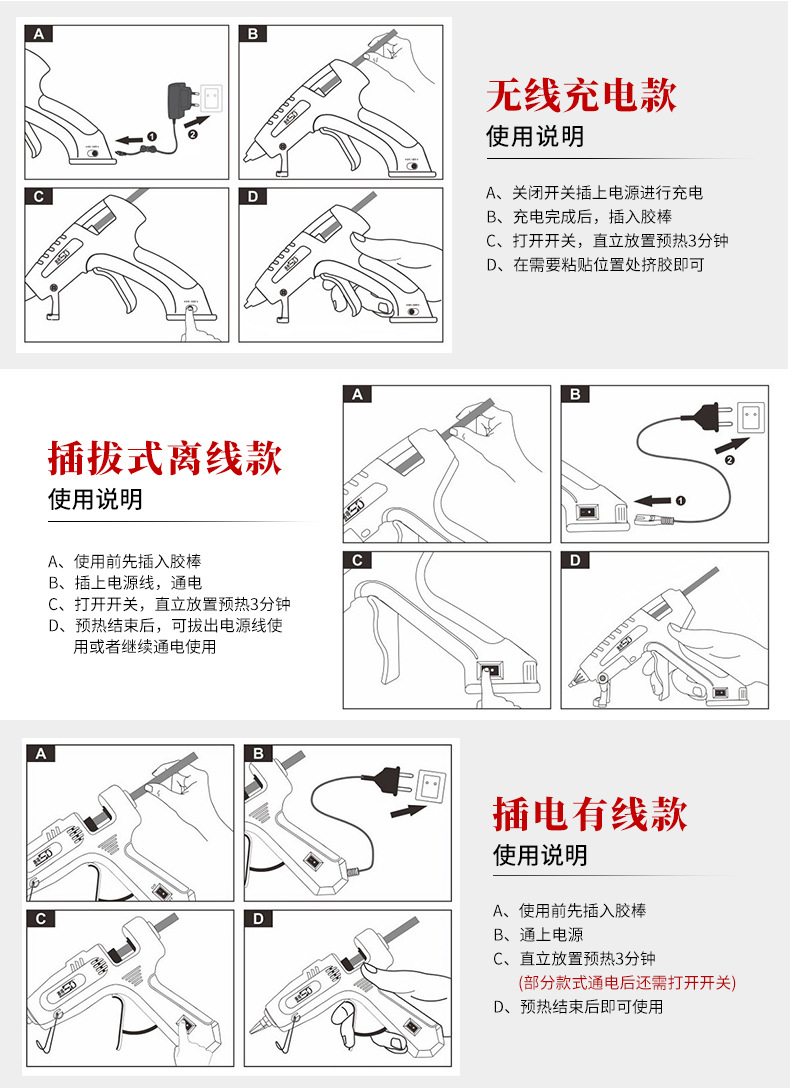 【赛得】SD-A601家用小热熔胶枪7mm双功率热溶枪热融枪熔胶枪厂家详情19