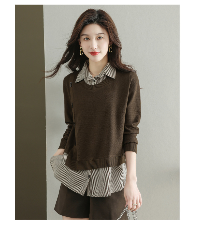 Women's Knitted Sweater Pullover Collared Top For Spring Autumn_voghion.com