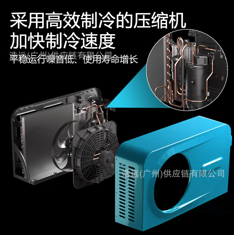Factory wholesale car electric air conditioner split 24V dual rotor frequency conversion refrigeration semi-trailer truck parking air conditioner