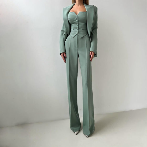 Spring 2025 Europe and the United States Amazon cross-border women's clothing commuting Joker temperament slim solid color suit three-piece suit
