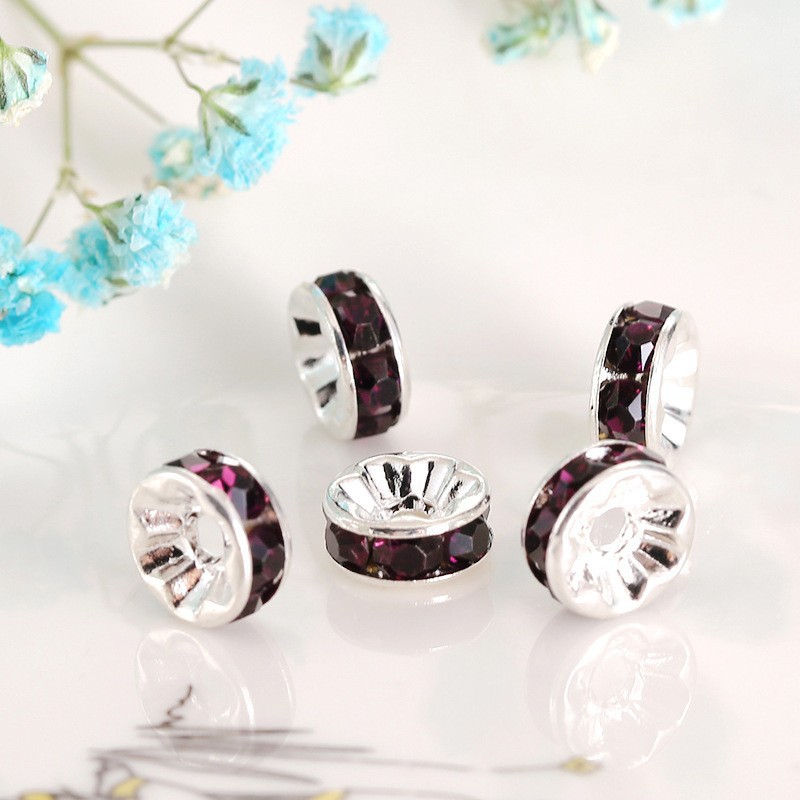 Anillo de diamante espaciador cuentas pulsera de color diamante espaciador rueda llanta 4/6/8/10/12mm DIY joyería accesorios hechos a mano