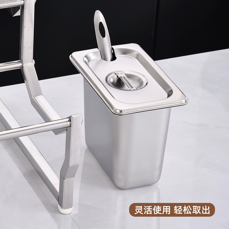 加厚不锈钢份数盆架子奶茶店套装茶物料果酱盒伸缩架子商用调料盒|undefined