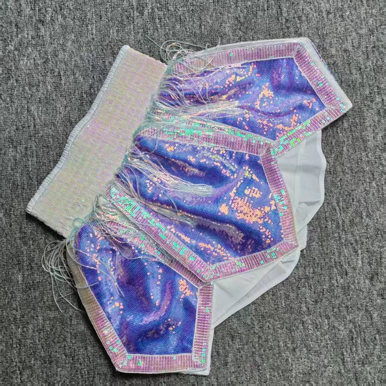 Custom-Made Purple Sequin Muay Thai Shorts for Fighting and Martial Arts Training, Unisex Competition and Training Wear, Customizable Muay Thai Shorts