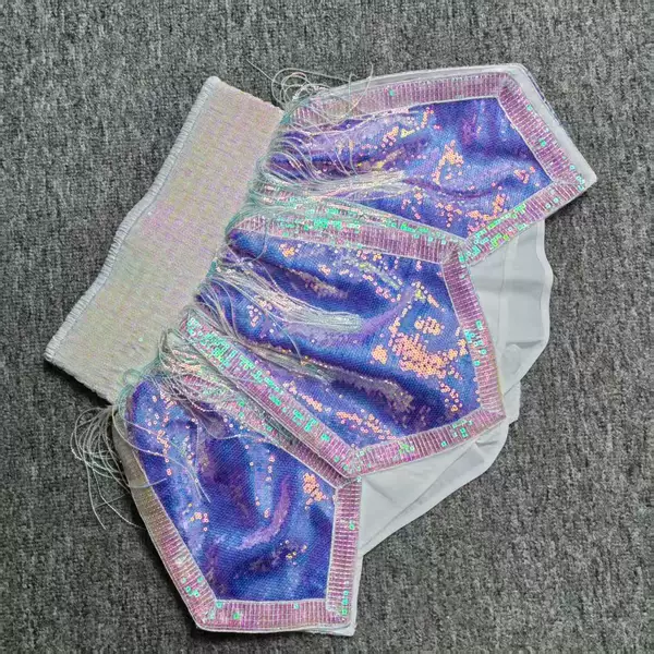 Custom-Made Purple Sequin Muay Thai Shorts for Fighting and Martial Arts Training, Unisex Competition and Training Wear, Customizable Muay Thai Shorts