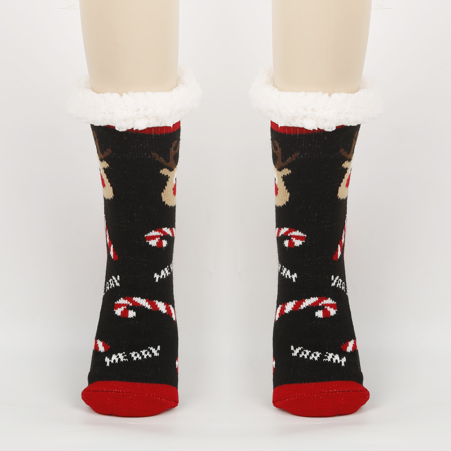 Calcetines de Navidad calcetines de piso de otoño e invierno para mujer calcetines de nieve engrosados forrados de lana calcetines de sueño en casa calcetines de alfombra