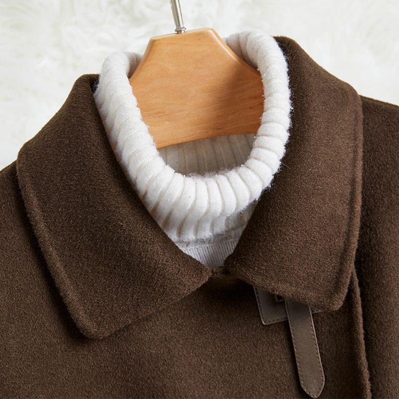 Wool Double-Sided Cashmere Outwear Women's Short Chocolate Color 2025 New Autumn and Winter Warm Woolen Outwear Double-Sided Woolen Outwear