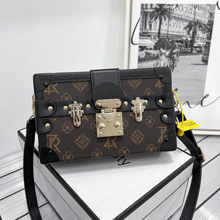 Box bag small square bag 2024 Summer new retro printed small box shoulder messenger bag printed mini bag