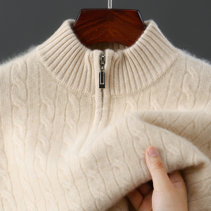 Autumn and Winter New Half-Zip Wool Sweater for Men, Fashionable Pure Wool Base Layer, High-End Fashion Thickened Sweater for Young and Middle-Aged Men Autumn and Winter New Half-Zip Wool Sweater for Men, Fashionable Pure Wool Base Layer, High-End Fashion Thickened Sweater for Young and Middle-Aged Men
