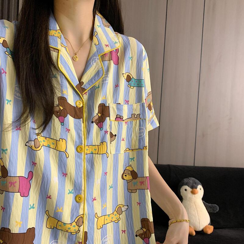 2026 New Summer Style Cute and Sweet All-Over Printed Pajamas for Fat Girls, Women's Spring & Fall Short-Sleeved Outerwear Home Clothes Three-Piece Set 2026 New Summer Style Cute and Sweet All-Over Printed Pajamas for Fat Girls, Women's Spring & Fall Short-Sleeved Outerwear Home Clothes Three-Piece Set