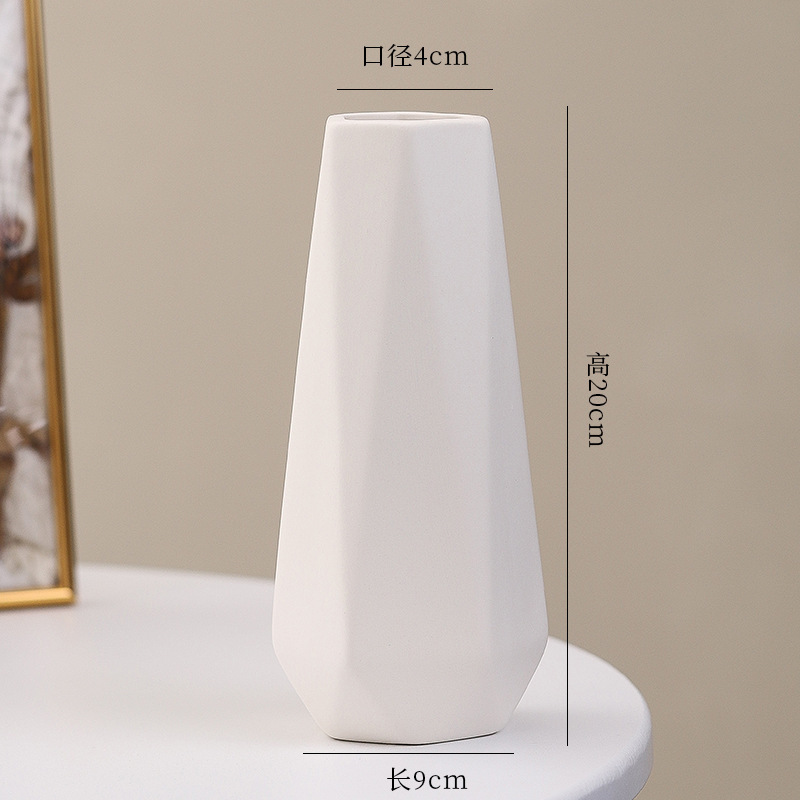シンプルな現代の満天星陶磁器の花瓶の置物の客間の白い磁器の小さい清新な乾いた花の生け花の創意の陶磁器の花器|undefined