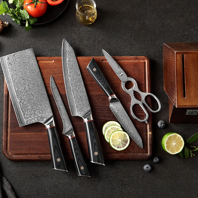 Set kitchen knife Stainless steel household Damascus tool 6 sets Kitchen Knives suit gift Knife