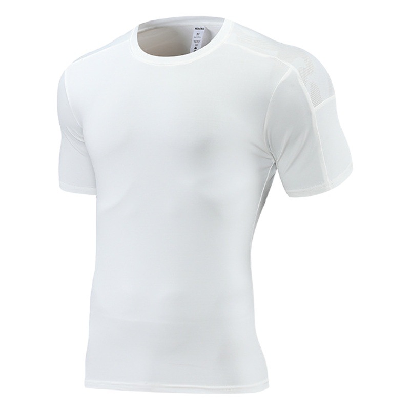 Verano de los hombres deportes casual correr cuello redondo de secado rápido de manga corta fitness de alta elástico de seda de hielo transpirable camiseta nuevos productos impresos registro