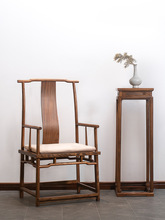 新中式实木圈椅单人太师椅简约禅意仿古官帽椅老榆木椅子明式家具