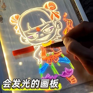 Reuse Kidsren's Luminous Drawing Board DIY Handwritten Version Kidsren's Eye Protection Fluorescent Drawing Board with Pen Erasable Toy