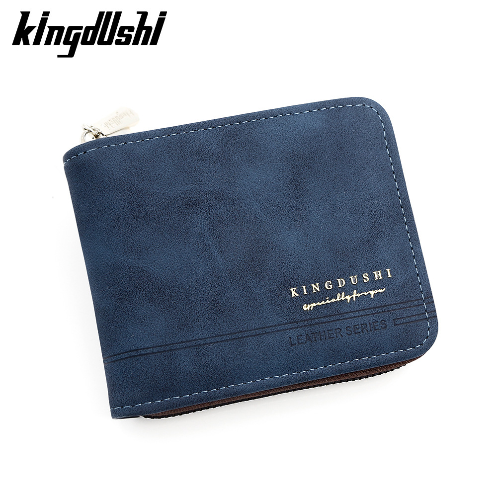 Cartera corta para hombre esmerilada retro europea y americana, bisagra de cadena, monedero triple, posición de tarjeta múltiple, billetera para hombre al por mayor