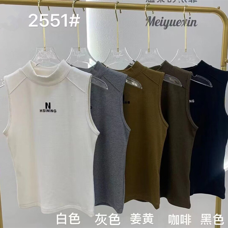Meiyuexin 2551 Camisole Women's Sleeveless Base Shirt Half-high Collar Cashmere Brushed Autumn and Winter Base Shirt Tight