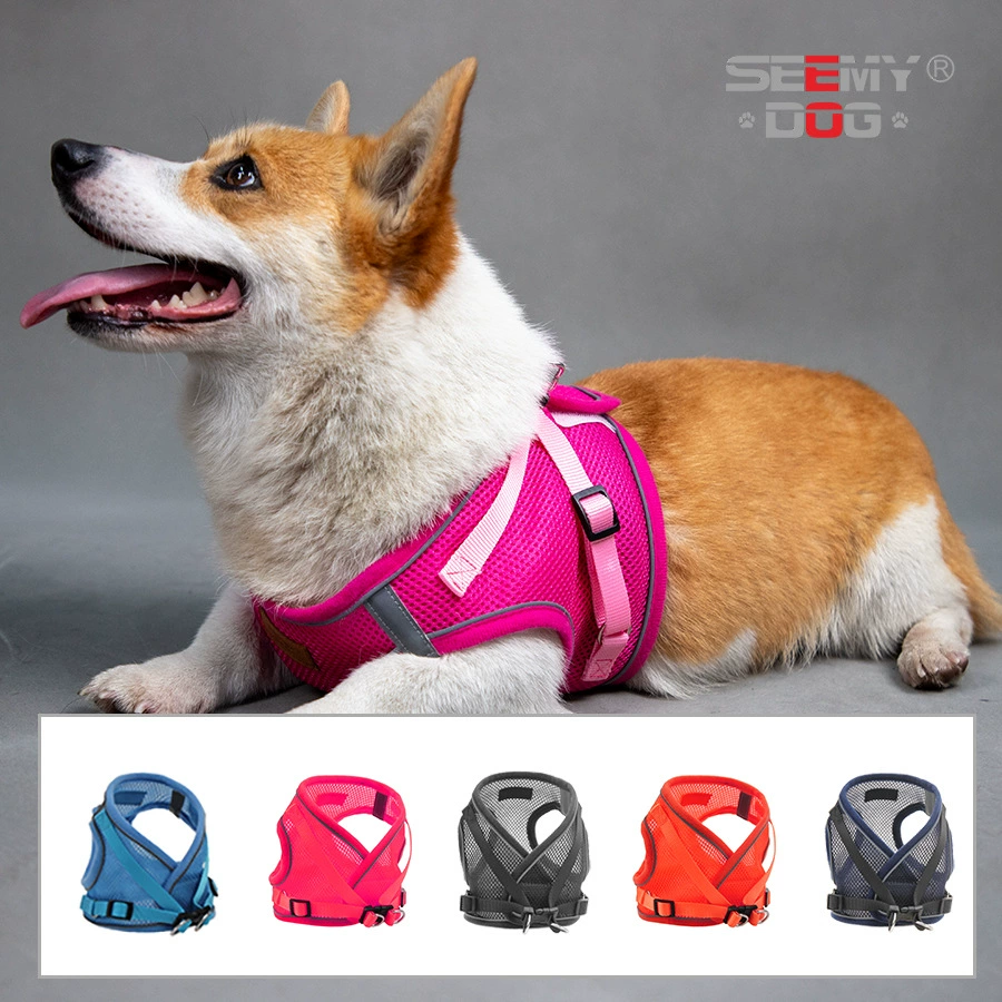 Новая летняя дышащая и удобная шлейка-сетка с отражающими элементами для собак и кошек мелких и средних пород.