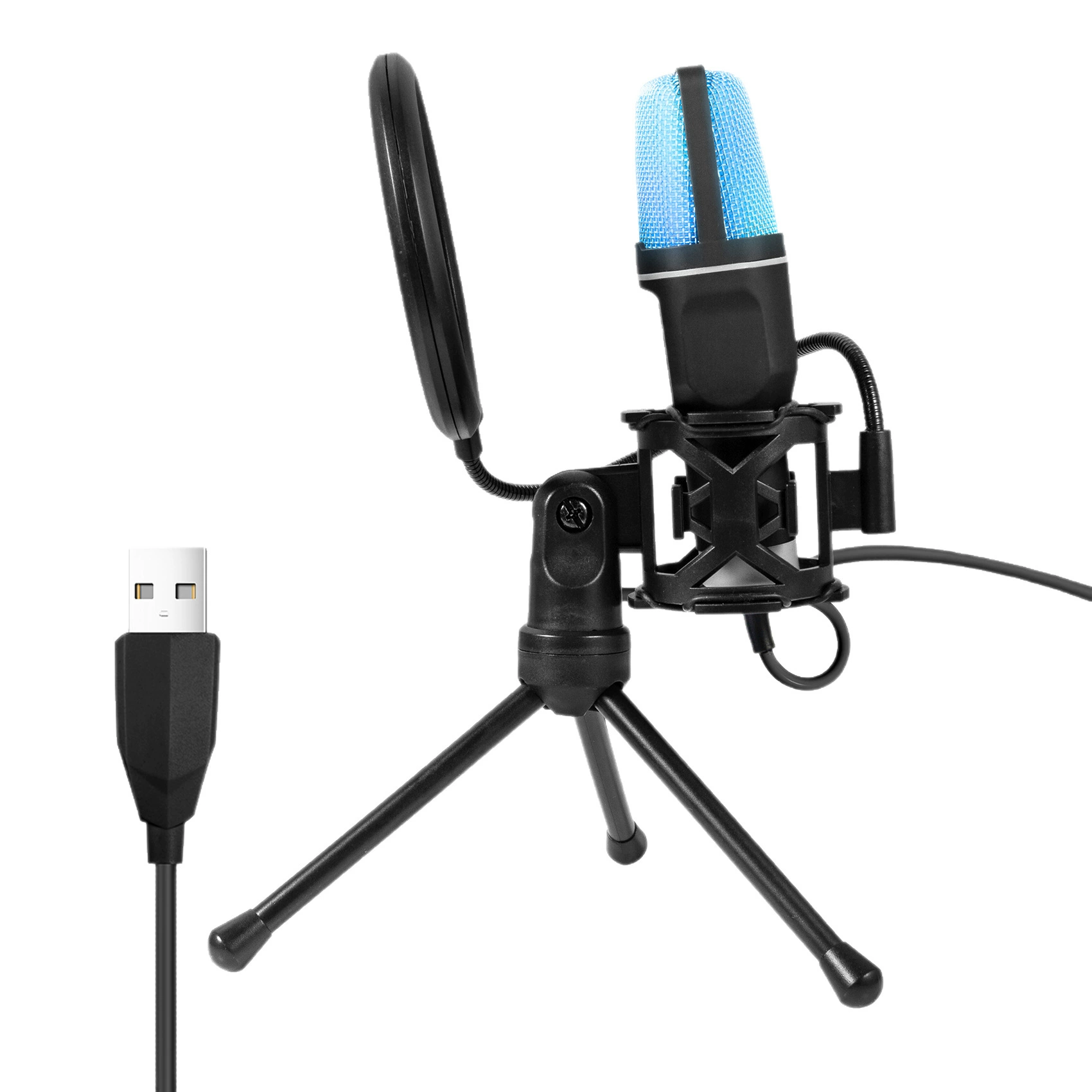 Конденсаторный микрофон SF-666 SF-666R X1S X1R X3R, RGB подсветка, USB и 3,5 мм, комплект штативов