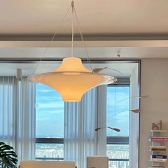 法式奶油风中古北欧白色亚克力lokki海鸥吊灯 卧室餐厅飞碟盘吊灯