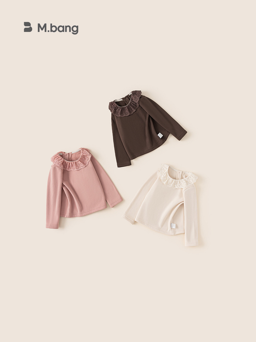 Ropa infantil Youbao, tops para niñas de primavera y otoño, nuevo estilo, tops de manga larga con cuello de muñeca de color sólido para niñas.