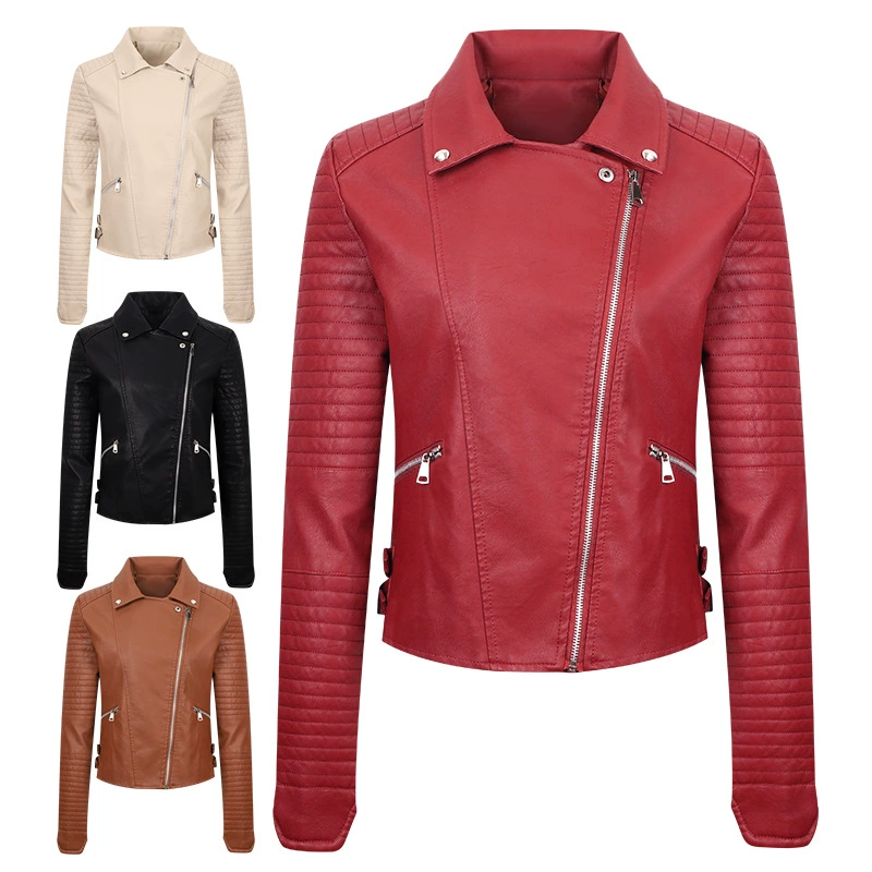 Кожаная куртка европейского размера, женская тонкая осенне-зимняя куртка, женская новая тонкая европейская и американская модная потертая корейская версия, повседневная