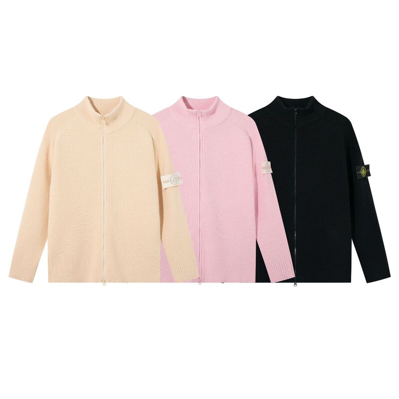 Cross-Border High-Quality Stone Stone Ghost Ghost Stand Collar Micro-Badge Sweater Knitted Cardigan Jacket Raglan Sleeves for Men