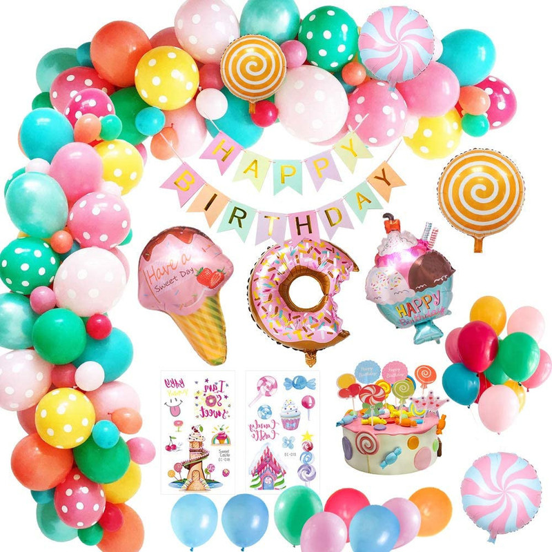 Cross-Border Children's Birthday Aluminum Foil Hawaiian Candy Ice Cream Donut Balloons Sun Rainbow Matte Color Series